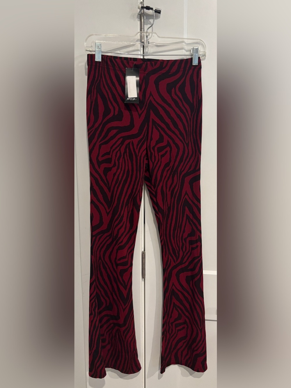 Nasty Gal Wild Wild Love Zebra-Print Pull On Flare Pants. Size 4